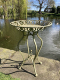 GREEN METAL JARDINIERE / TABLE PLANT STAND PLANTER GARDEN / INDOOR ORNAMENT