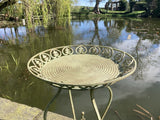GREEN METAL JARDINIERE / TABLE PLANT STAND PLANTER GARDEN / INDOOR ORNAMENT