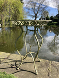 GREEN METAL JARDINIERE / TABLE PLANT STAND PLANTER GARDEN / INDOOR ORNAMENT
