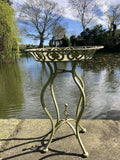 GREEN METAL JARDINIERE / TABLE PLANT STAND PLANTER GARDEN / INDOOR ORNAMENT