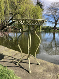 GREEN METAL JARDINIERE / TABLE PLANT STAND PLANTER GARDEN / INDOOR ORNAMENT