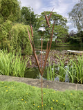 METAL GARDEN BULRUSH & MIRROR BALL / DRAGONFLY PLANT STAKE POND ORNAMENT
