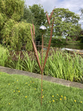 METAL GARDEN BULRUSH & MIRROR BALL / DRAGONFLY PLANT STAKE POND ORNAMENT