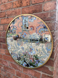 METAL FLORAL FLOWER MIRROR GARDEN / INDOOR WALL DECOR ORNAMENT