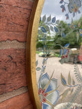 METAL FLORAL FLOWER MIRROR GARDEN / INDOOR WALL DECOR ORNAMENT