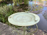 LARGE METAL GREEN BIRD BATH FEEDER GARDEN ORNAMENT - LIGHT WEIGHT