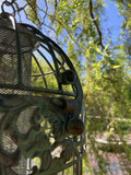 LARGE GREEN HANGING METAL BIRD PEANUT / SEED FEEDER GARDEN ORNAMENT