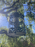LARGE GREEN HANGING METAL BIRD PEANUT / SEED FEEDER GARDEN ORNAMENT
