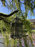 LARGE GREEN HANGING METAL BIRD PEANUT / SEED FEEDER GARDEN ORNAMENT