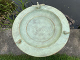 LARGE METAL GREEN BIRD BATH FEEDER GARDEN ORNAMENT - LIGHT WEIGHT