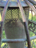 LARGE GREEN HANGING METAL BIRD PEANUT / SEED FEEDER GARDEN ORNAMENT