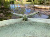 LARGE METAL GREEN BIRD BATH FEEDER GARDEN ORNAMENT - LIGHT WEIGHT