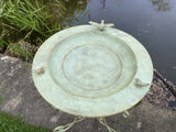 LARGE METAL GREEN BIRD BATH FEEDER GARDEN ORNAMENT - LIGHT WEIGHT
