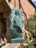 METAL CAST IRON SMALL VERDIGRIS HORSE BUST STATUE GARDEN ORNAMENT 🐴