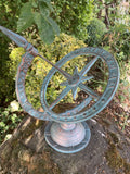 CAST IRON BLUE ARMILLARY SUNDIAL WEATHERVANE COMPASS GARDEN ORNAMENT STATUE 🌞