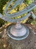 CAST IRON BLUE ARMILLARY SUNDIAL WEATHERVANE COMPASS GARDEN ORNAMENT STATUE 🌞