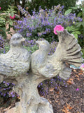 METAL CAST IRON ‘ANTIQUE GREEN’ DOVES ON BRANCH STATUE GARDEN ORNAMENT 🕊️