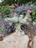 METAL CAST IRON ‘ANTIQUE GREEN’ DOVES ON BRANCH STATUE GARDEN ORNAMENT 🕊️