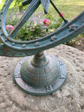 CAST IRON BLUE ARMILLARY SUNDIAL WEATHERVANE COMPASS GARDEN ORNAMENT STATUE 🌞