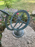 CAST IRON BLUE ARMILLARY SUNDIAL WEATHERVANE COMPASS GARDEN ORNAMENT STATUE 🌞
