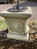 SMALL CAST IRON BLUE SUNDIAL ON STONE GARDEN SQUARE PLINTH SUNDIAL ORNAMENT