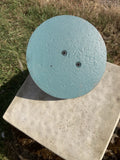 SMALL CAST IRON BLUE SUNDIAL ON STONE GARDEN SQUARE PLINTH SUNDIAL ORNAMENT