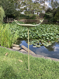 METAL GREEN BIRD FEEDER STAKE GARDEN SUPPORT BIRD BATH