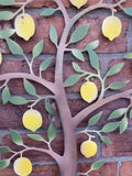 COLOURED METAL LEMON TREE LEAF WALL PLAQUE HANGING GARDEN ORNAMENT