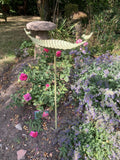 METAL GREEN BIRD FEEDER STAKE GARDEN SUPPORT BIRD BATH