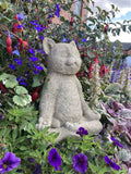 STONE GARDEN MEDITATING CAT ORNAMENT STATUE