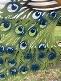 COLOURED METAL PEACOCK FENCE ART SILHOUETTE GARDEN ORNAMENT