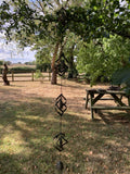 METAL HANGING SPIRAL BELL RAIN CHAIN GARDEN ORNAMENT DECOR