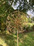 LARGE METAL ALIUM GOLD EFFECT FLOWER HEAD STAKE GARDEN SUPPORT ORNAMENT