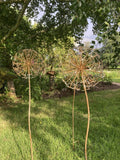 LARGE METAL ALIUM GOLD EFFECT FLOWER HEAD STAKE GARDEN SUPPORT ORNAMENT