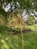 LARGE METAL ALIUM GOLD EFFECT FLOWER HEAD STAKE GARDEN SUPPORT ORNAMENT