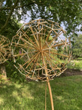 LARGE METAL ALIUM GOLD EFFECT FLOWER HEAD STAKE GARDEN SUPPORT ORNAMENT