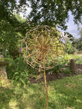 LARGE METAL ALIUM GOLD EFFECT FLOWER HEAD STAKE GARDEN SUPPORT ORNAMENT