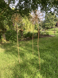 LARGE METAL ALIUM GOLD EFFECT FLOWER HEAD STAKE GARDEN SUPPORT ORNAMENT