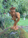 METAL RUSTY CAST IRON COUPLE BUST MODERN ABSTRACT ART STATUE GARDEN ORNAMENT