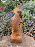 METAL RUSTY CAST IRON SLEEPING FACE BUST MODERN ART STATUE GARDEN ORNAMENT