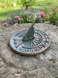 SMALL BLUE METAL CAST IRON GARDEN BIRD SUNDIAL ORNAMENT