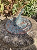 SMALL BLUE METAL CAST IRON GARDEN BIRD SUNDIAL ORNAMENT
