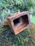METAL RUSTY CAST IRON SLEEPING FACE BUST MODERN ART STATUE GARDEN ORNAMENT