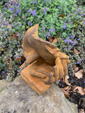 METAL RUSTY CAST IRON SLEEPING FACE BUST MODERN ART STATUE GARDEN ORNAMENT