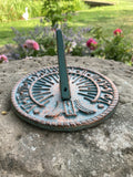SMALL BLUE METAL CAST IRON GARDEN BIRD SUNDIAL ORNAMENT