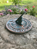 SMALL BLUE METAL CAST IRON GARDEN BIRD SUNDIAL ORNAMENT