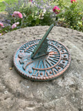 SMALL BLUE METAL CAST IRON GARDEN BIRD SUNDIAL ORNAMENT