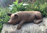 Metal Rusty Cast Iron lying Garden Piglet