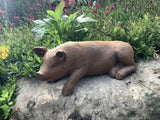 Metal Rusty Cast Iron lying Garden Piglet