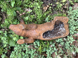 Metal Rusty Cast Iron lying Garden Piglet